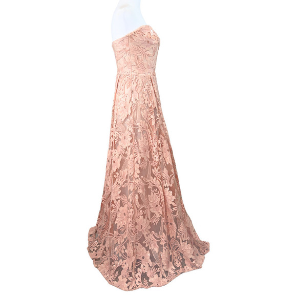 Marchesa Notte Dress Blush Pink Maxi Gown Applique Floral Lace Sequin Sz4 - Picture 9 of 12